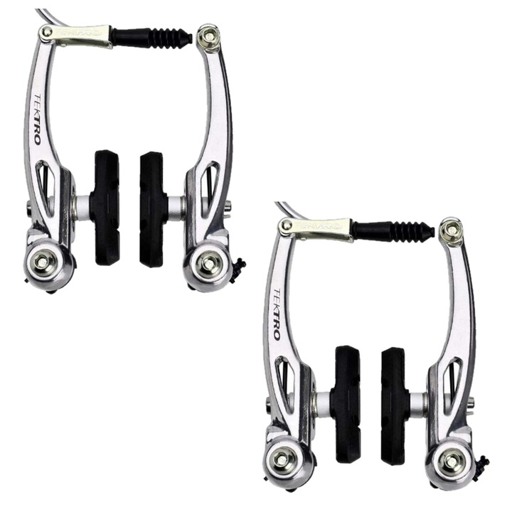 Hamulce V-Brake Tektro VB110, set complet pentru 2 roti, aluminiu, 110mm, argintiu