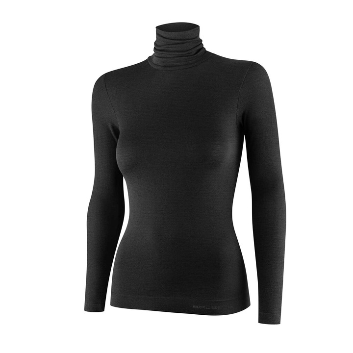 Női sportblúz, Brubeck, Poliamid/Gyapjú, Fekete