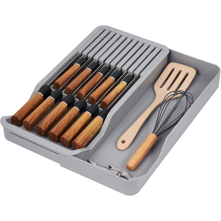 Csúsztatható Késtartó és Rendszerező - Szürke - SM-8