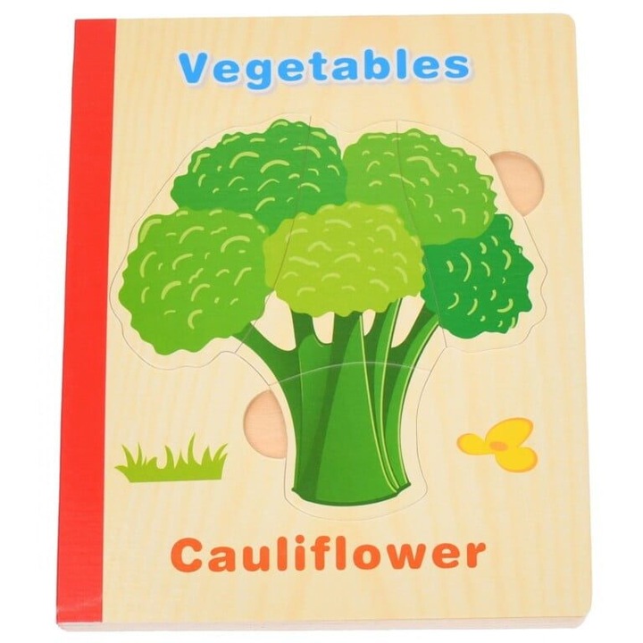 Fa kirakós könyv, Montessori, zöldség, 6 db
