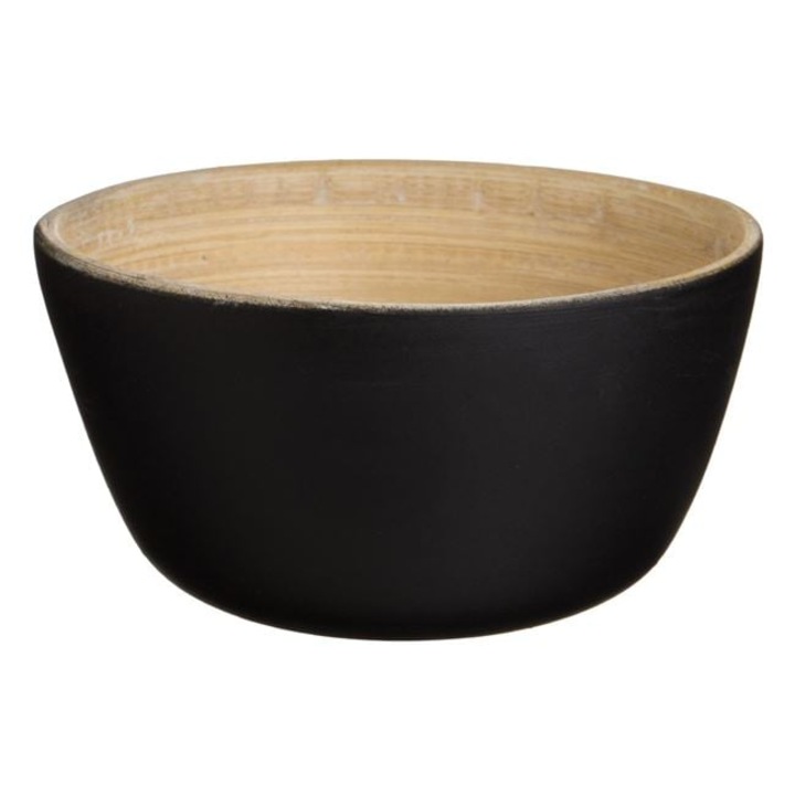 Bol din bambus pentru servire, AVA, exterior negru, capacitate 300ML