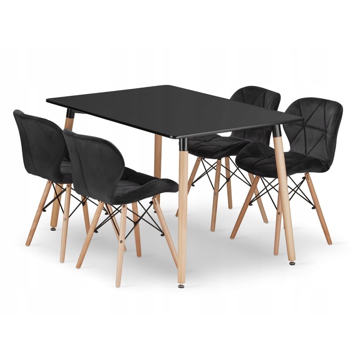 Set masa rotunda, lemn, 120x80cm, maro/negru