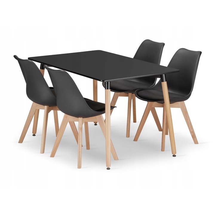 Set masa rotunda, lemn, 120x80cm, maro/negru