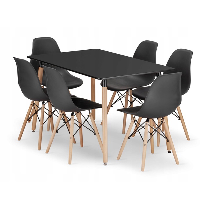 Set masa rotunda, lemn, 120x80cm, maro/negru