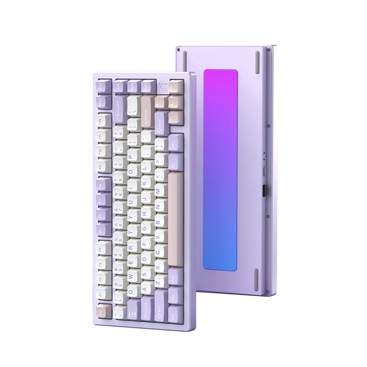 Клавиатура, конектор тип C, 2.4G/Bluetooth свързаност, RGB осветление, 10 000 mah батерия, 325x140x43 mm, лилаво