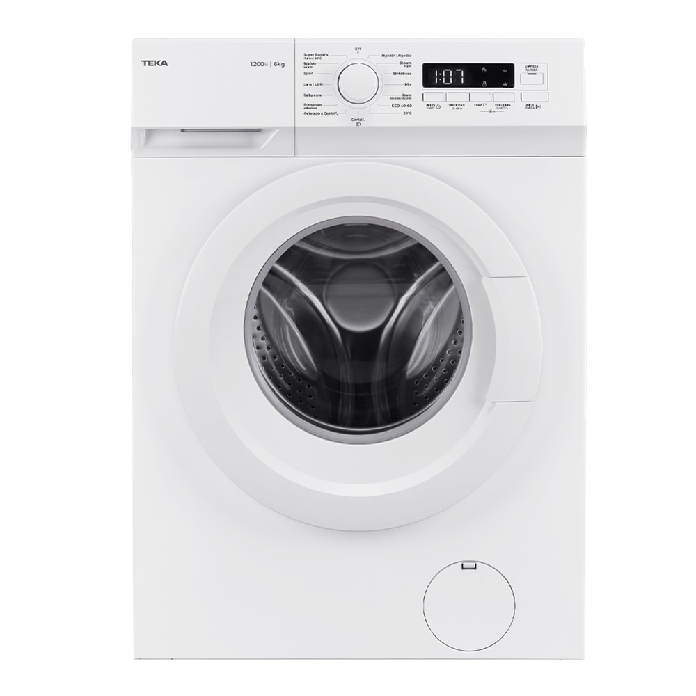 Masina de spalat rufe Teka WMK 10620 WH, 6 kg, 1200 rpm, 15 programe de spalare, 60 cm, Clasa D, alba