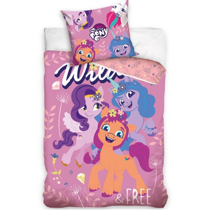 Lenjerie de pat, Carbotex, Bumbac, 140 x 200 cm, Multicolor