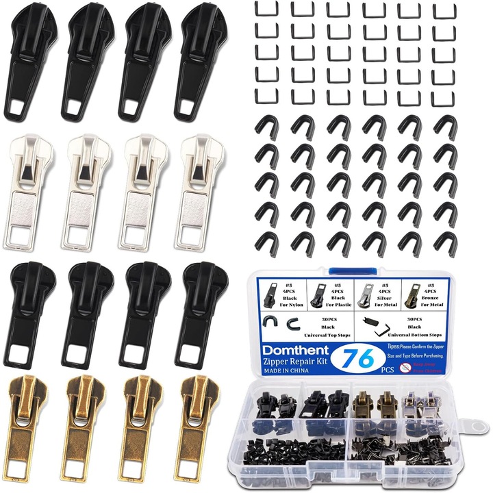 Set 85 reparatii pentru fermoare, cu clesti, Instant multifunctional, Multicolor