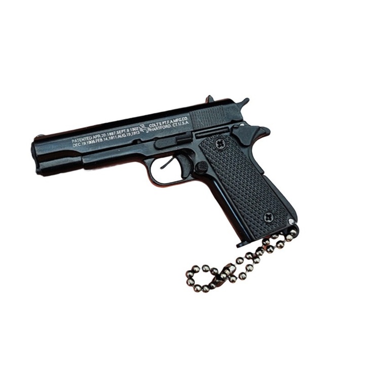 Kulcstartó 1911 Black Metal, Mini Pisztoly, Méretek 7x3,7cm, Szett mini golyóval