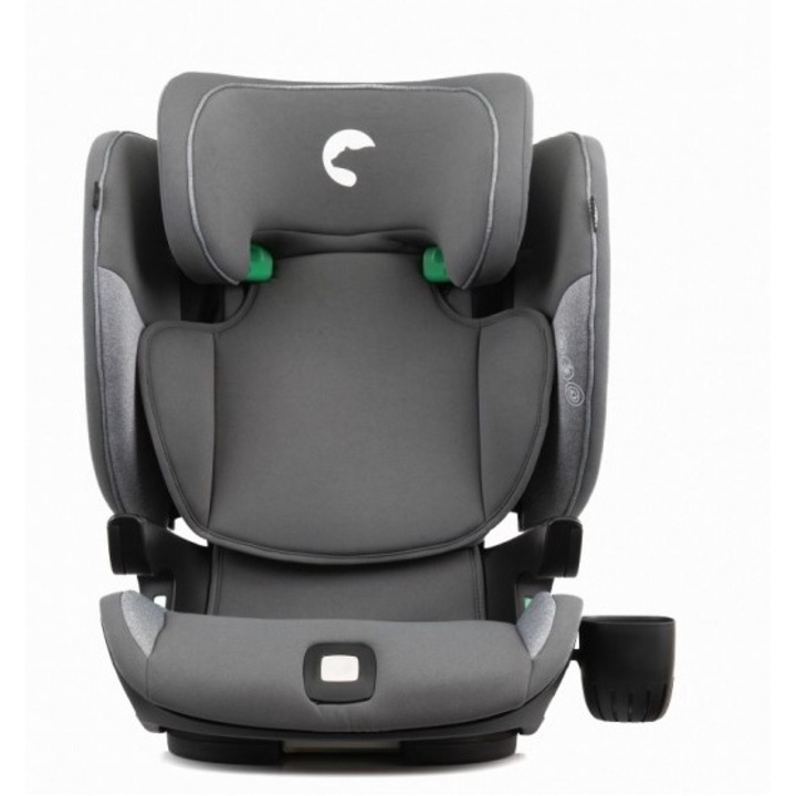 Scaun auto compact Kidnort cu SPS, isofix, Tetiera si spatar reglabile, prevazut cu cotiere, I-Size 100-150cm R-129 Natt Grey
