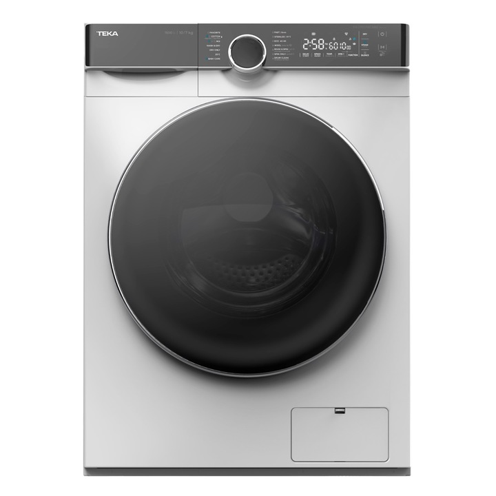 Masina de spalat rufe cu uscator Teka WDK 81050 WH, 10 kg, 7 kg capacitate de uscare, 1500 rpm, 14 programe de spalare, 60 cm, Clasa B, alba