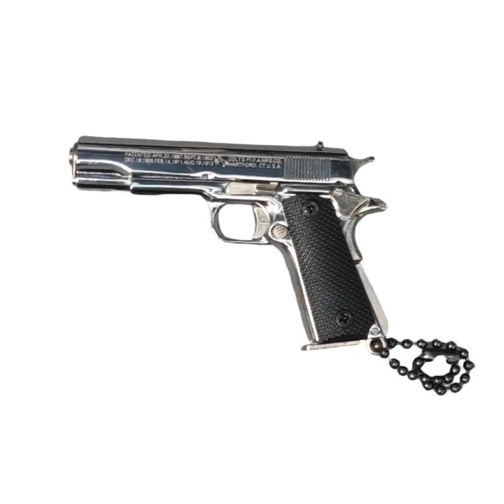 M1911 szürke kulcstartó, fém modell, mérete 7x3,7 cm, levehető