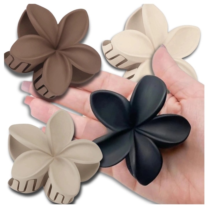 Set 4 Cleme de Par Floare, Edibazzar, 7 cm, Multicolor