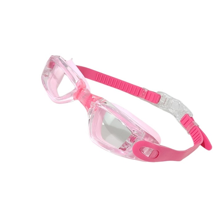 Ochelari de inot pentru copii, anti-ceata, Design rezistent la UV, reglabil si confortabil, vizualizare de inalta definitie, silicon, impermeabil si rezistent la scurgeri, protectie in trei straturi, culoare roz,3-14 ani
