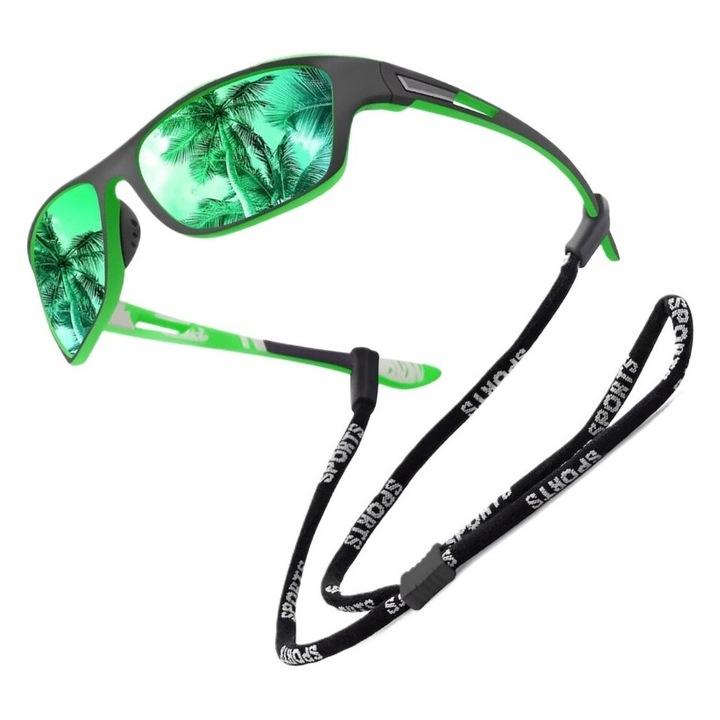 Ochelari de soare, polarizati, unisex, Material PC, protectie UV400, durabila, de uz larg, design ergonomic, verde, Ochelari de soare pentru sporturi in aer liber, Elegant, Protectie oculara rezistenta la vant si praf, Orbitor