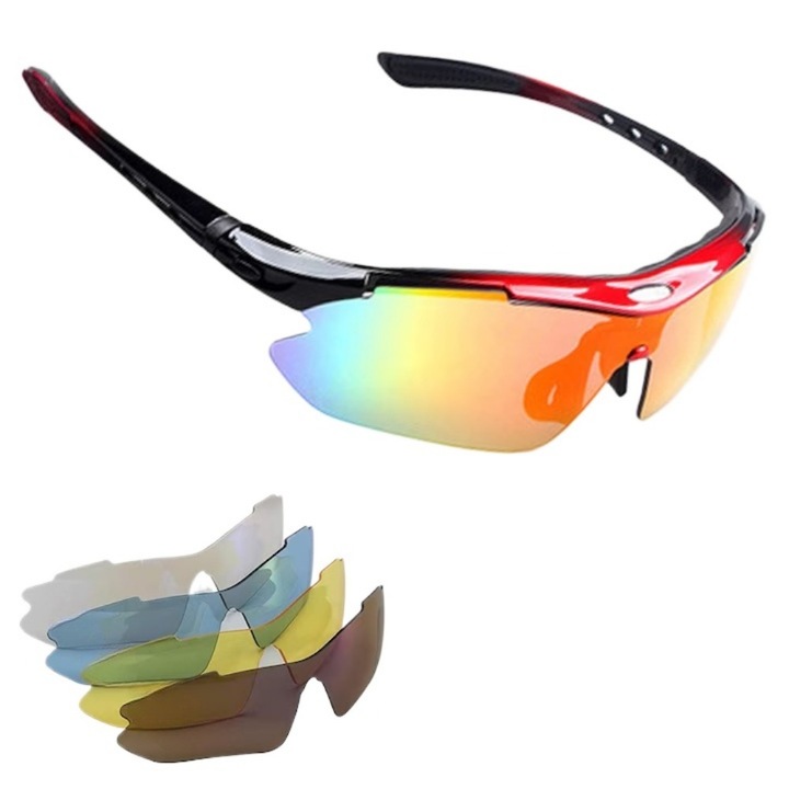 Ochelari de sport, polarizati, protectie UV400,5 lentile interschimbabile, Material PC, cadru de miopie interioara durabil, detasabil, versatil, multicolor, Polarizarea ciclismului, pescuitului si bicicletelor, Ochelari de exterior de inalta definitie