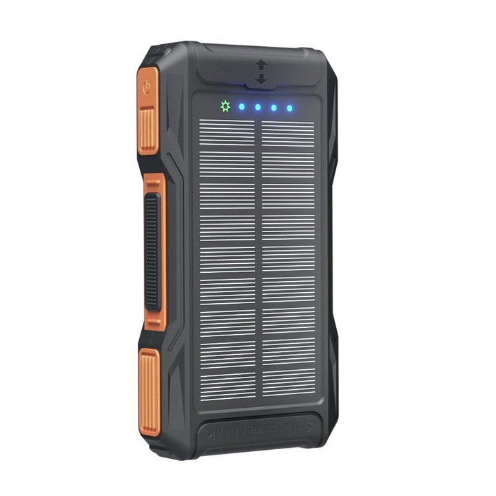 Външна слънчева батерия, 10000mAh, ръчно зареждане, функция за осветление, компас, компактен дизайн