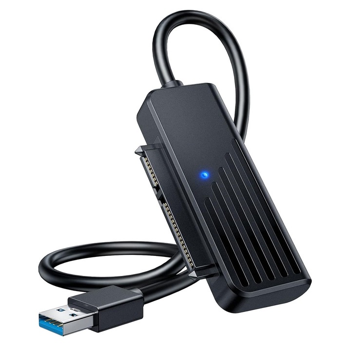 SATA USB 3.0 átalakító, Plug & Play, 2.5 hüvelyk, Fekete