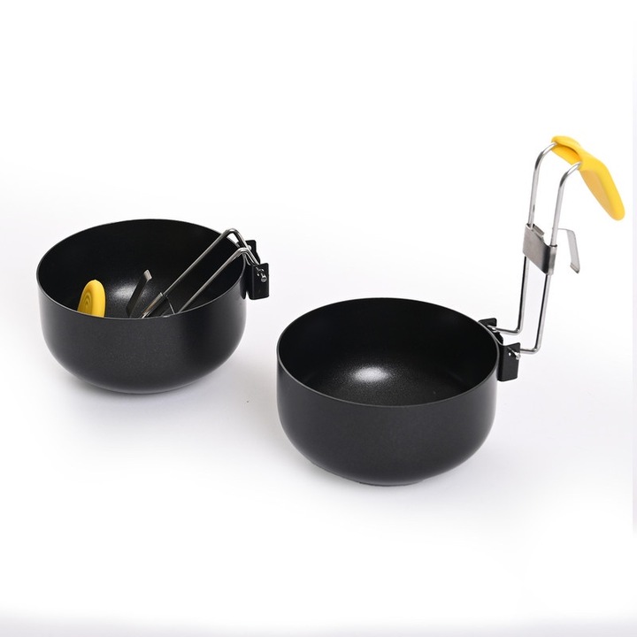 Set Aparat de Gatit Oua cu Aburi, 2 Piese, Design Anticald, Non-aderent, 15x8x5.2cm