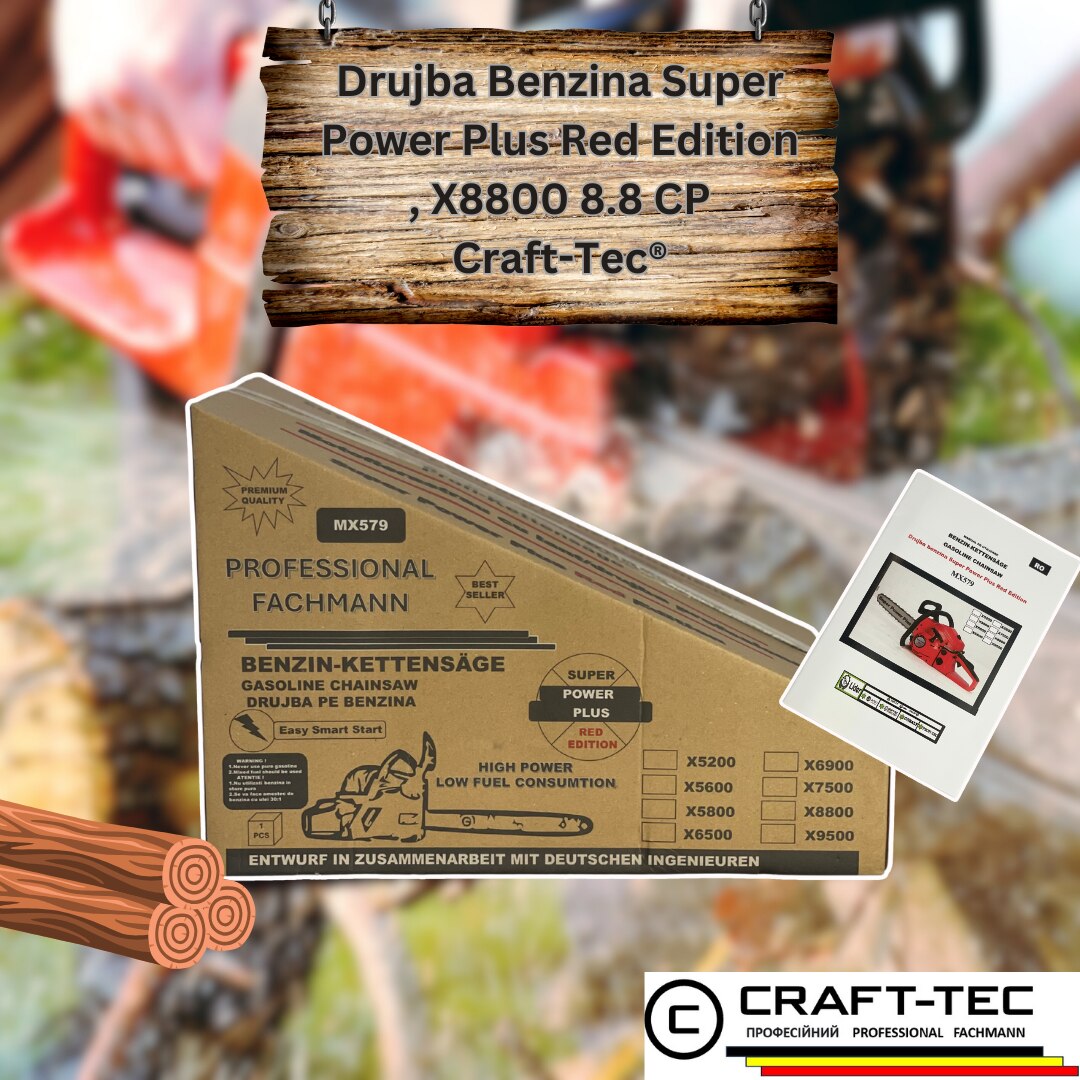 Drujba pe Benzina Craft-Tec® Super Power Plus Red Edition, X8800