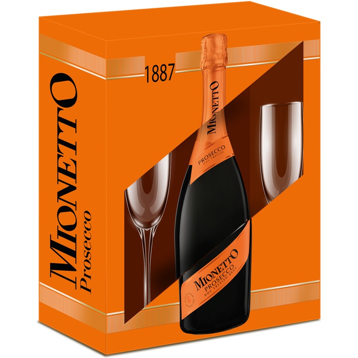 Pachet Mionetto Prosecco D.O.C. Orange 0.75l + 2 pahare