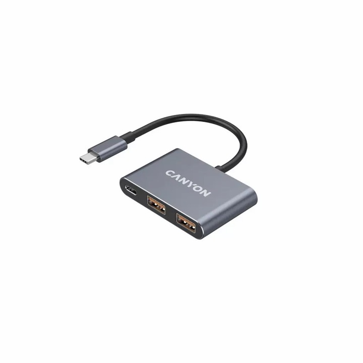 Hub USB-C Canyon CNS-TDS3, 3 porturi, 3.2, gri inchis