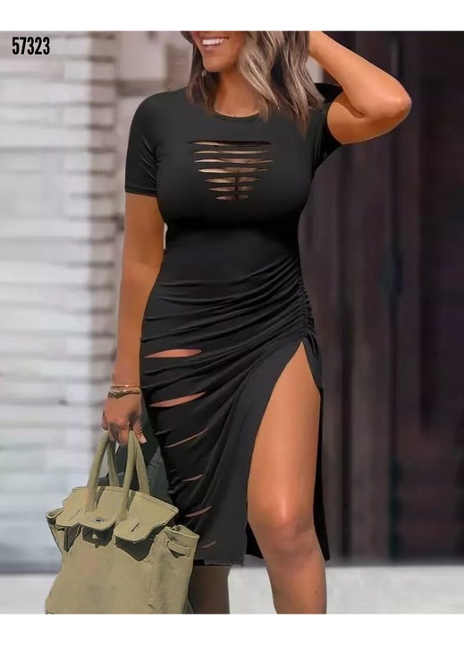 Női ruha, fekete, viszkóz