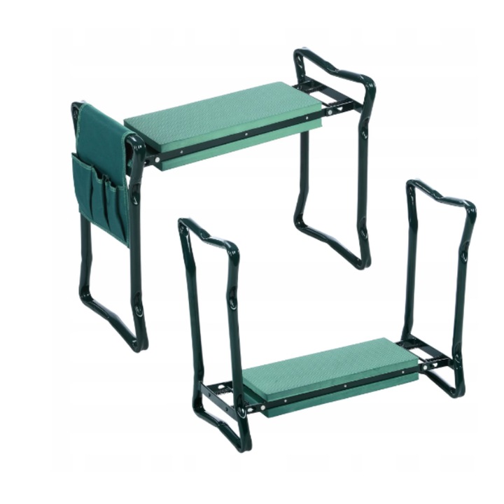 Сгъваем градински стол с джобове, органайзер за градински инструменти, ергономична опора за засаждане, практичен и удобен градински аксесоар, лесен за транспортиране и съхранение стол