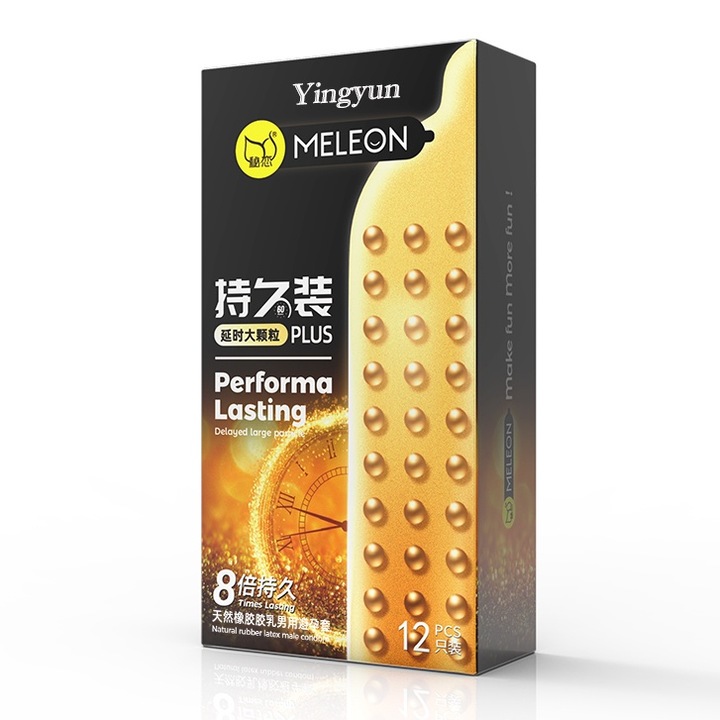 Prezervative pentru orgasm puternic, cu boabe ridicate, timp de opt ori mai lung, desensibilizare fizica, latex natural, 12 buc