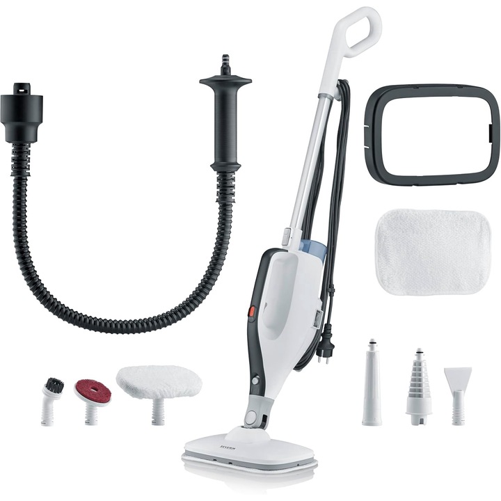 Aparat de curățat cu abur Severin 2-in-1, 1400W, 0.4L, cablu 9m, inclus 2 rezerve pentru mop