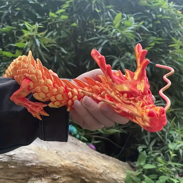 Statueta Dragon 3D Naturala 60 cm, Decor universal: birou/masina/casa, Artizanal + Cadou Craciun, Figurina Baieti