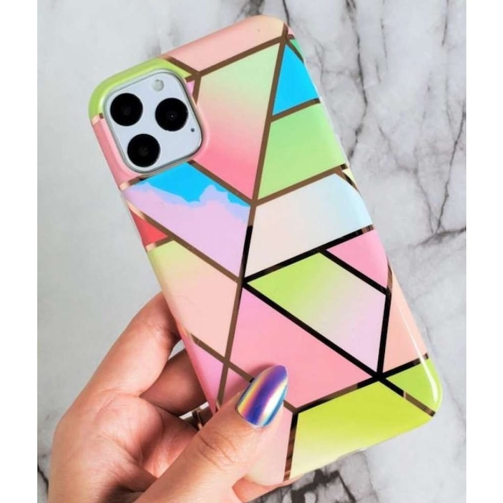 Original - Cover protectie pentru Samsung S20 Soft IMD TPU Marble Geometric Roz