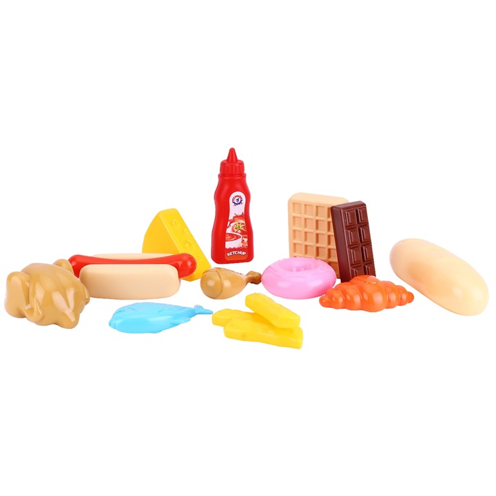 Set produse alimentare, Maksik, fast food, culori vii, 39x29x22cm, pentru copii 3+