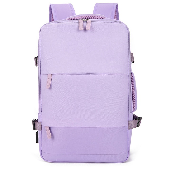 Utazó hátizsák, Hggzeg, Többfunkciós kézipoggyász, Nagy kapacitású, Vízálló, Bővíthető, Több rekeszes, Hegymászáshoz, Utazáshoz, Túrázáshoz, Vadászathoz, Oxford vászon, 44X 29X17 cm, Lila