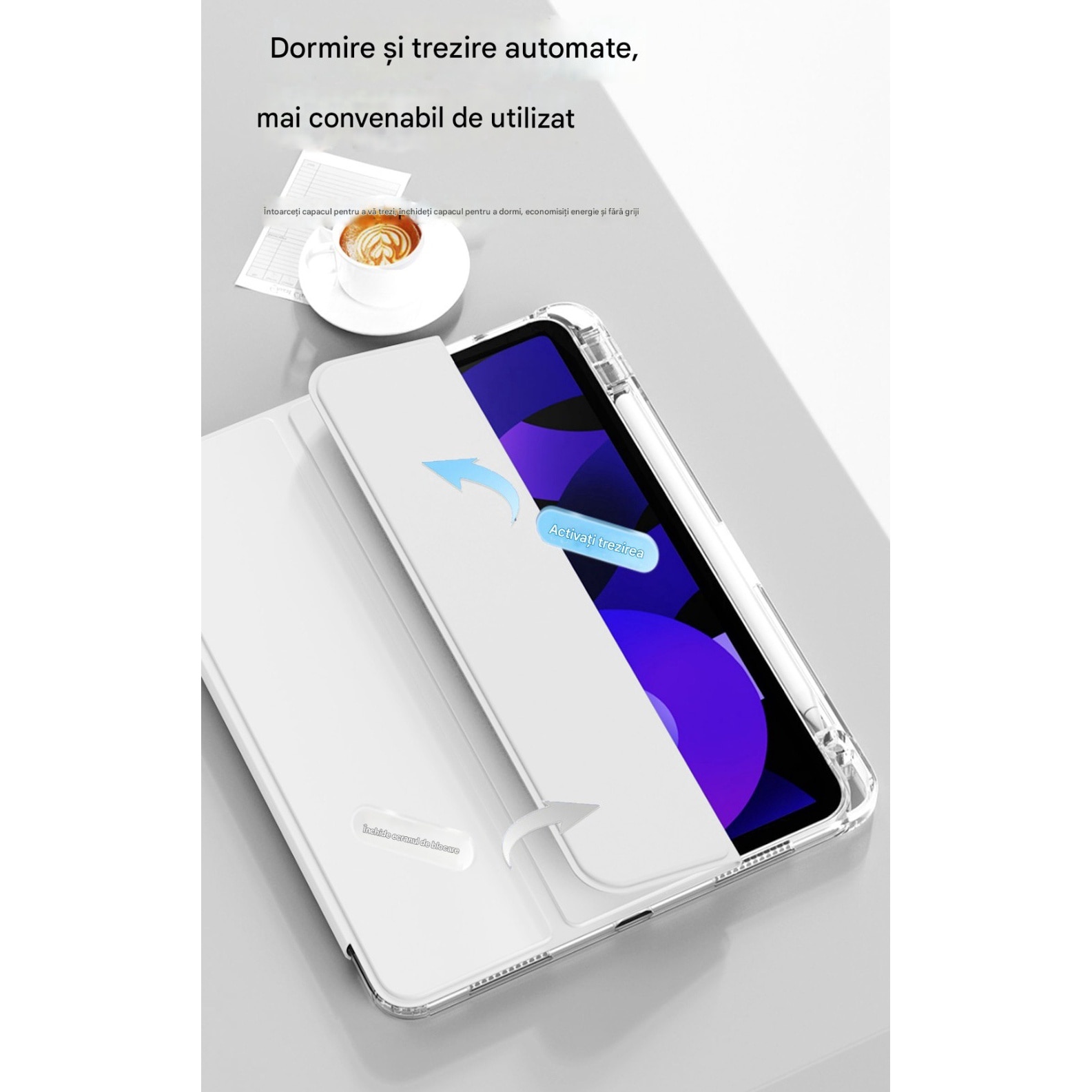 Husa pentru iPad 10 2022 10.9, Policarbonat, TPU, Stiloul inteligent suporta rezistenta la socuri, atractia magnetica, rezistenta la abraziune, rezistenta la cadere, somn automat si trezire, usor de instalat, suport multi unghi, ，Purple