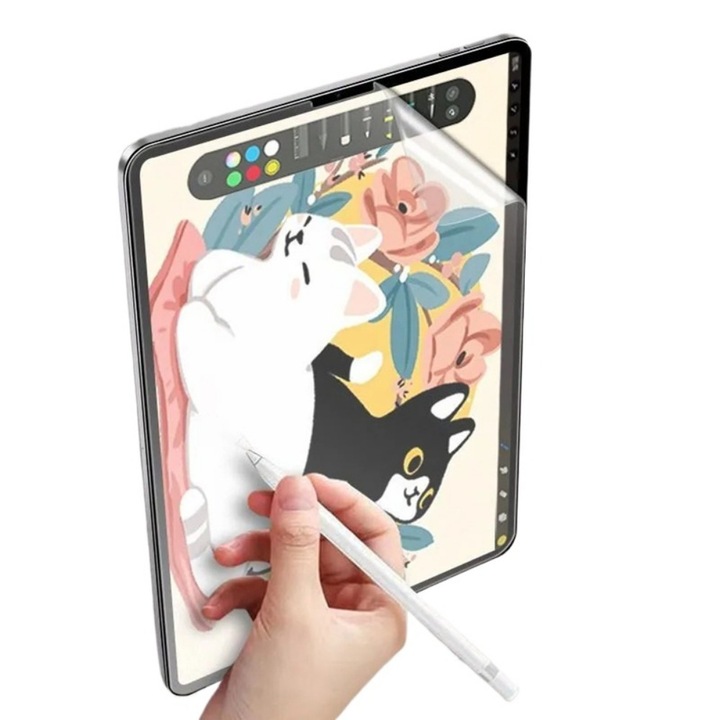 Folie Mata Tableta pentru Apple iPad Mini 4/5, Paper Feeling, Film de coagulare a apei, ulei si apa repellent, rezistent la zgarieturi, anti orbire, anti picatura, reparatie automata, anti amprenta, sensibilitate ridicata, mat, Transparent