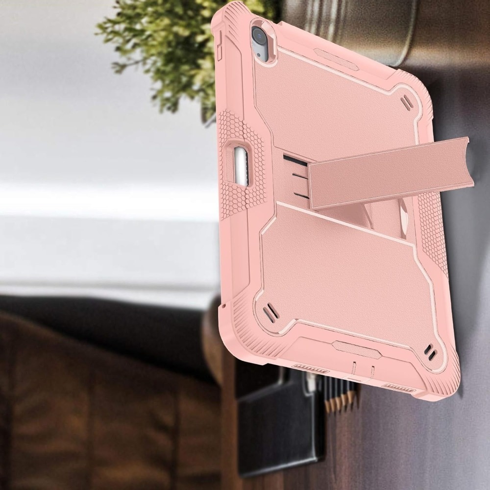 Husa pentru Apple iPad Air 11" (2024)/AIR4/AIR5 11 inch Rugged Heavy Duty, Silicon, material PC, 3 straturi anti picatura, suport functional, suport pentru stilou incorporat, incizie precisa, aur roz