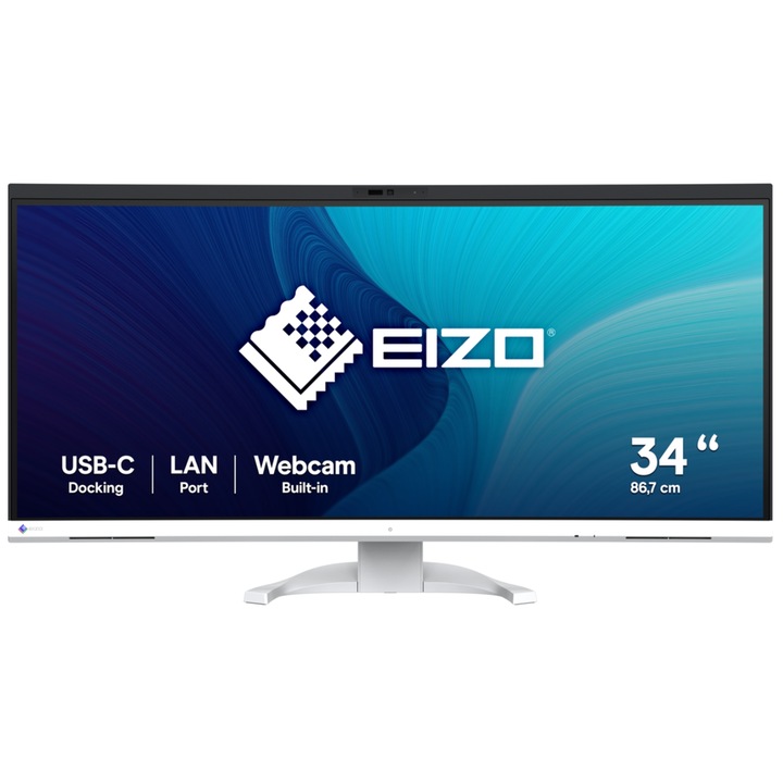 Monitor IPS LED EIZO FlexScan 34,1" EV3450XC-WT, UWQHD 3440 x 1440, HDMI, DisplayPort, ívelt képernyő, fehér hangszórók