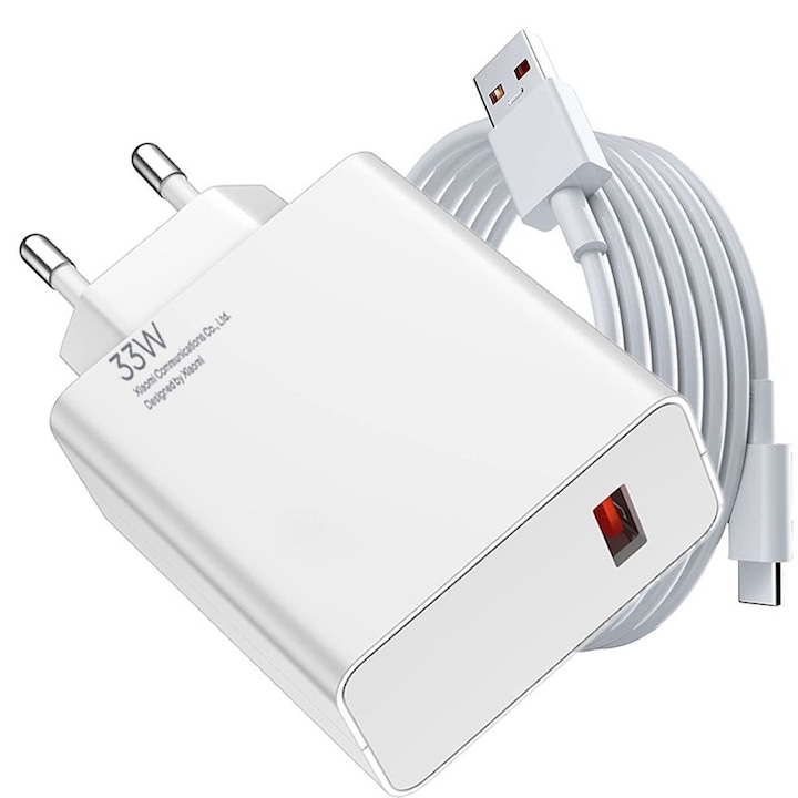 33W-os gyorstöltő, fehér, 2 m-es tápkábellel, Xiaomi/Redmi készülékekhez