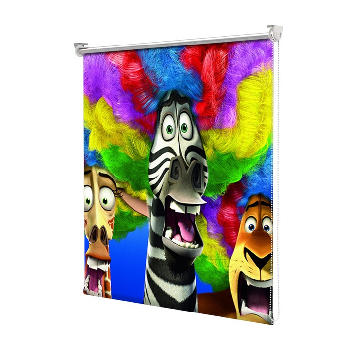 Rolete Art Shade Multicolore tip Jaluzele cu Rulou si sistem inclus La circ Madagascar 3 Decoratiuni, Latime 100 cm x Inaltime 250 cm