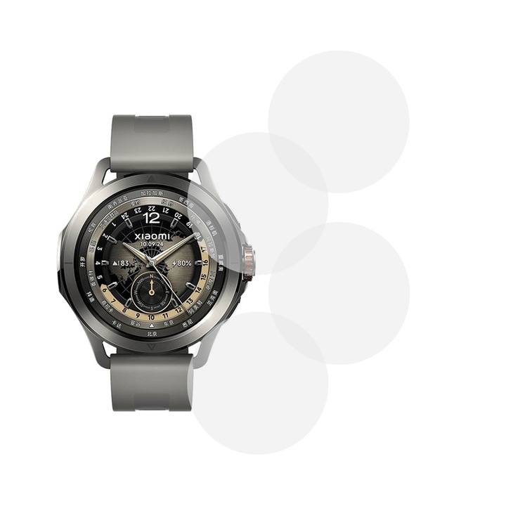 Комплект от 4 фолиа, съвместими с Xiaomi Watch S4 Sport, Commando Shield Full Glue, Възобновяем силиконов хидрогел, Anti-shock и против счупване, SlimLine NanoShield, Transparent