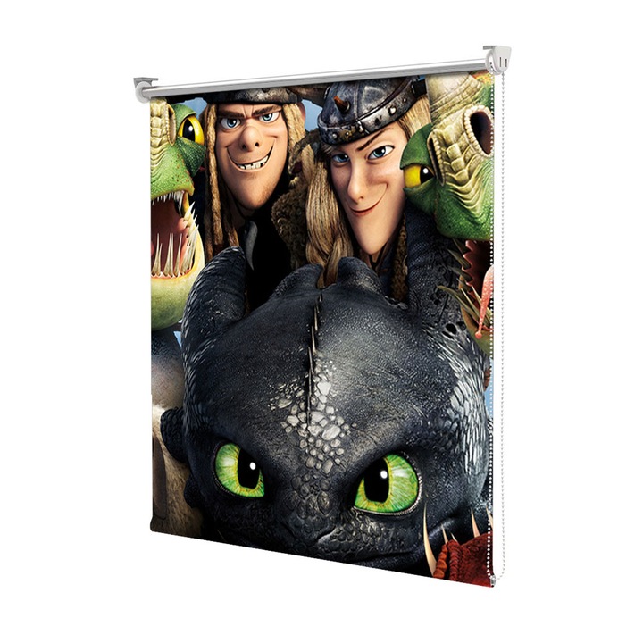 Rolete Art Shade Multicolore tip Jaluzele cu Rulou si sistem inclus Dragonii Decoratiuni, Latime 55 cm x Inaltime 250 cm