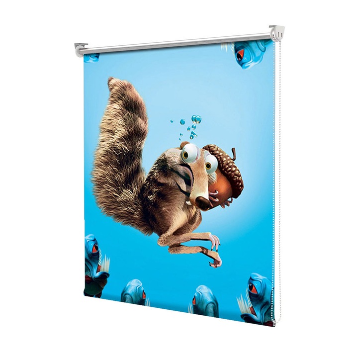 Rolete Art Shade Multicolore tip Jaluzele cu Rulou si sistem inclus Scrat atacat de pesti Decoratiuni, Latime 70 cm x Inaltime 250 cm