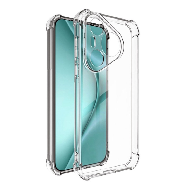 Калъф AntiShock от най-висок клас, съвместим с Huawei Pura 70, ОПТИМАЛНО РЕШЕНИЕ, Гъвкав силикон, TPU броня, Двойно инжектирана оптимална защита, Уникална дълготрайна технология против пожълтяване, ултра богато и първокласно покритие, прозрачен