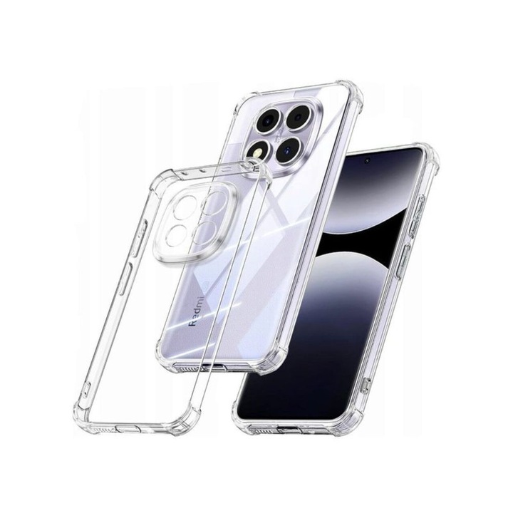 Husa compatibila cu Xiaomi Redmi Note 14 Pro 5G, Protectie antisoc, Silicon Ultra Slim High Tech, Crystal Clear