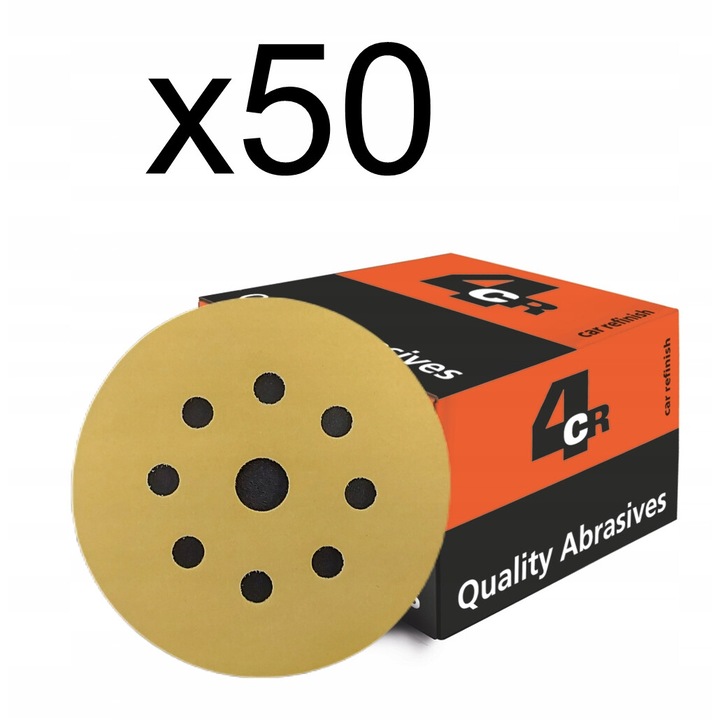 Discuri abrazive 4CR 125mm P400 set 50 bucati, culoare aurie