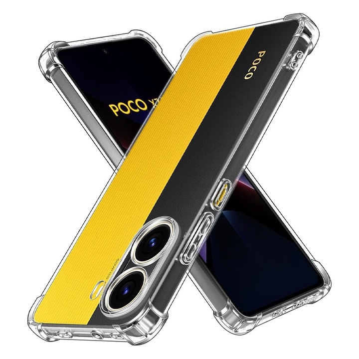 Калъф AntiShock от най-висок клас, съвместим с Xiaomi Poco X7 Pro, OPTIM SOLUTION, Гъвкав силикон, TPU броня, Double Injected Optim Protection, Уникална дълготрайна технология против пожълтяване, Ultra Rich & Premium Finish, Transparent