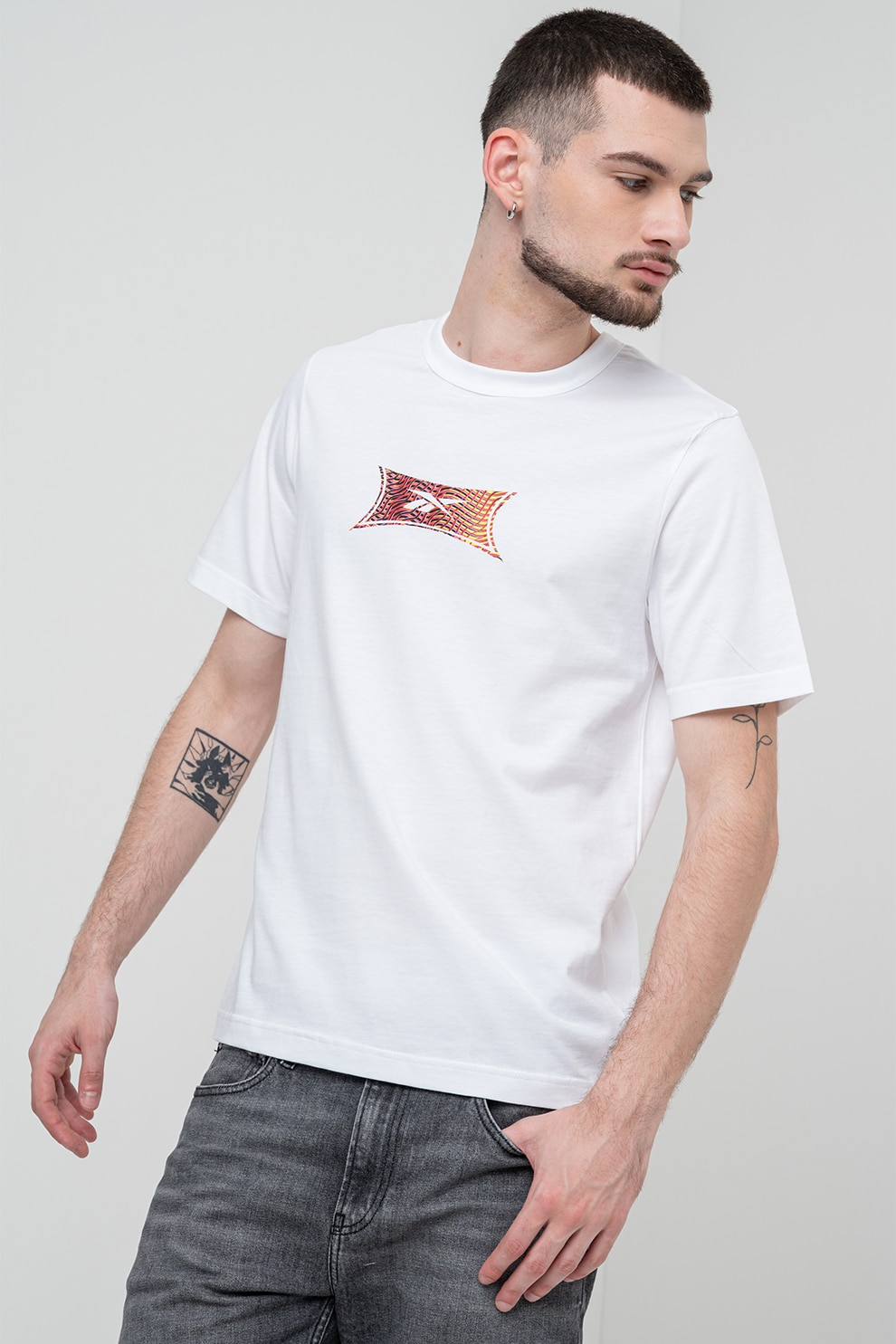 Reebok, Tricou cu logo Hype, Rosu, Negru, S