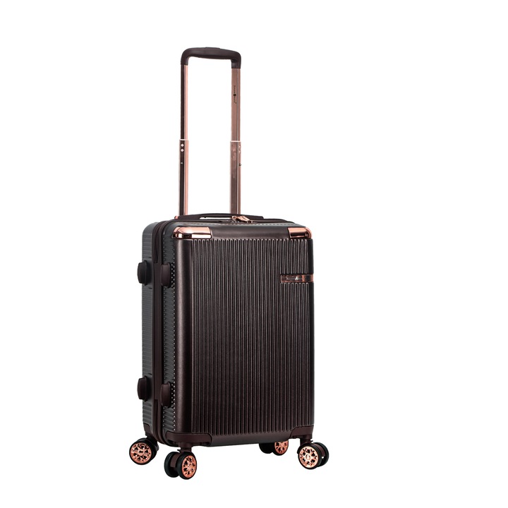 Kabinbőrönd Madisson SW44303, polikarbonát, lopásgátló, TSA kód, 4 dupla kerék, 55 cm, barna