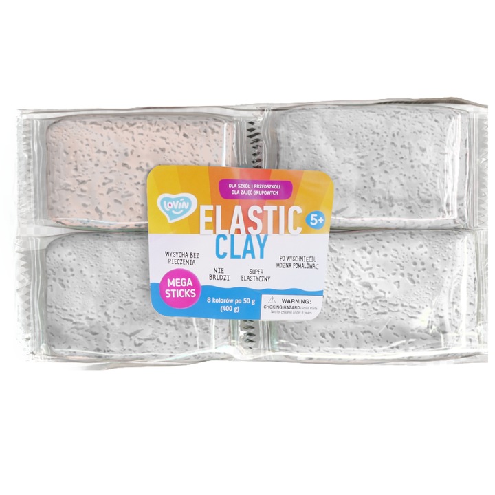 Set plastilina alba, Lovin, 8 bucati, elastica, sigura pentru copii